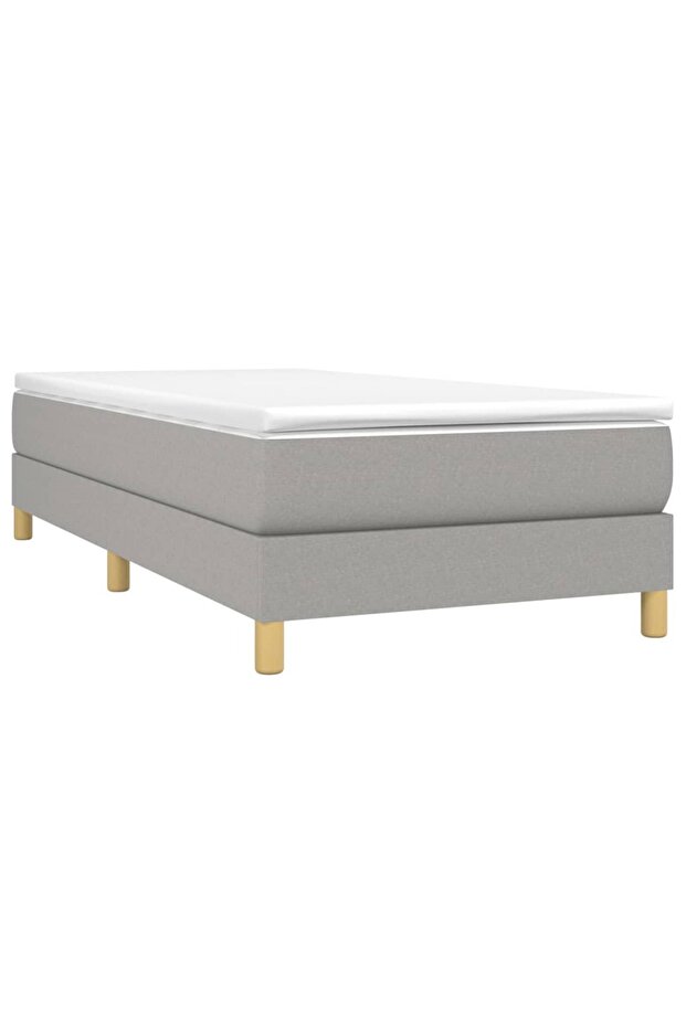 Box spring bed frame, light grey, 80x200 cm, textile - 3