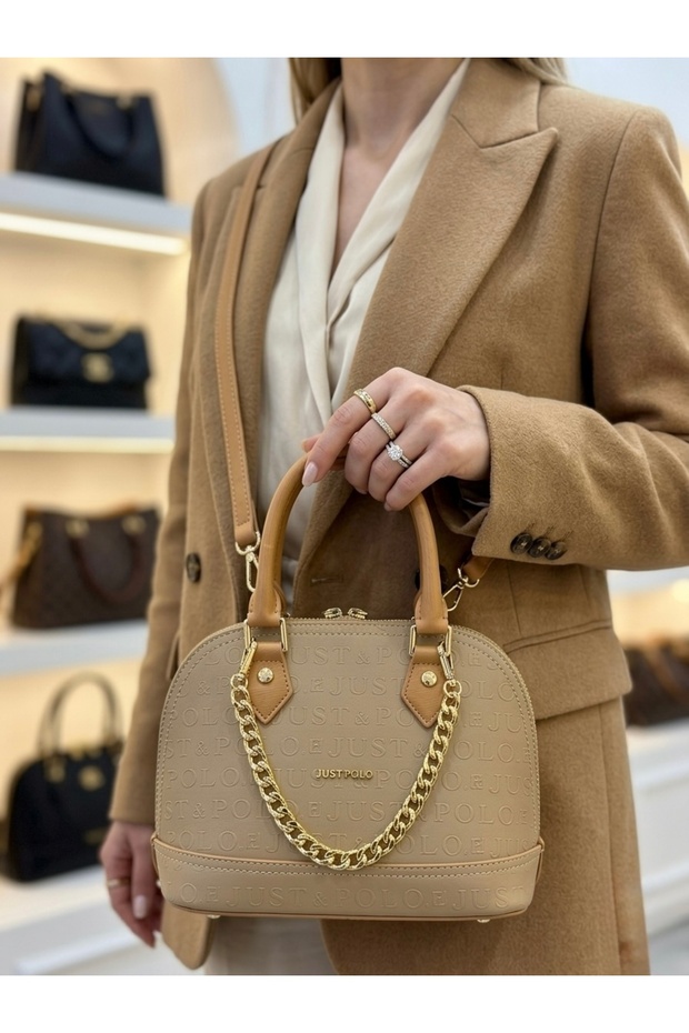 Original Women's Chain Detailed Luxury Design Hand and Shoulder Bag Shoulder Bag Shopper 25X22 cm