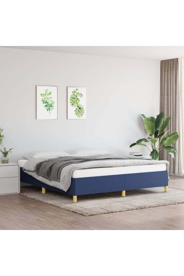 Box spring bed frame, blue, 180x200 cm, textile