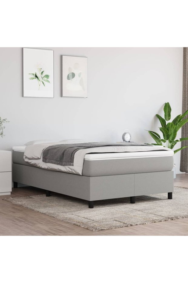 Box spring bed frame, light grey, 120x200 cm, textile