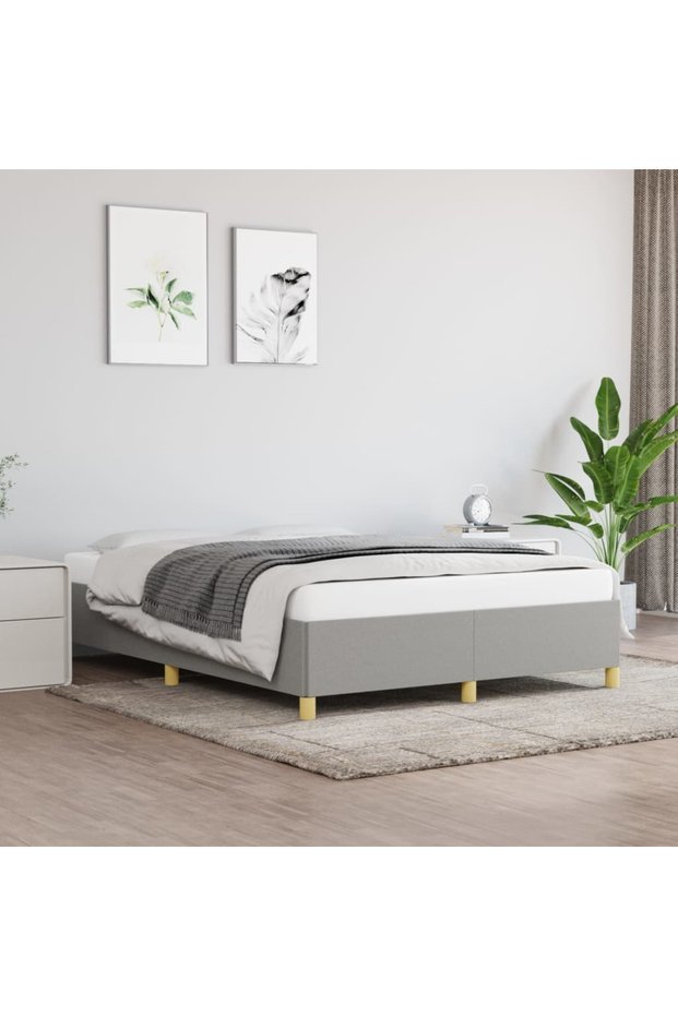 Bed frame, light grey, 140x190 cm, textile