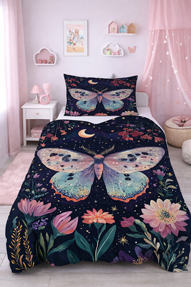 Night Butterfly Single Pique Bedspread Set Children's Room Piqué Bedspread