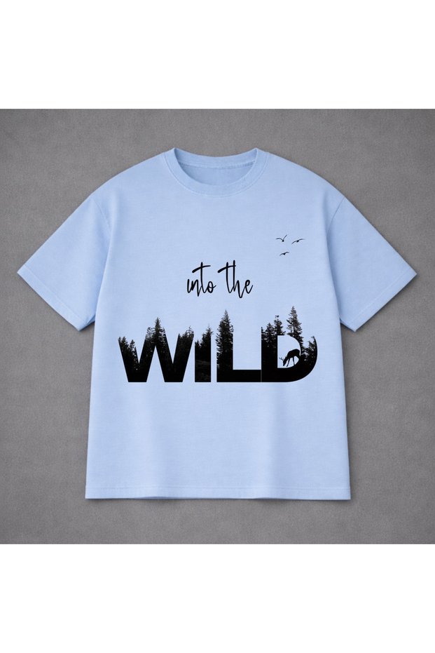 Unisex Oversized T-Shirt Wi̇ld B Printed %100 P Cotton T-Shirt Comfortable Fit