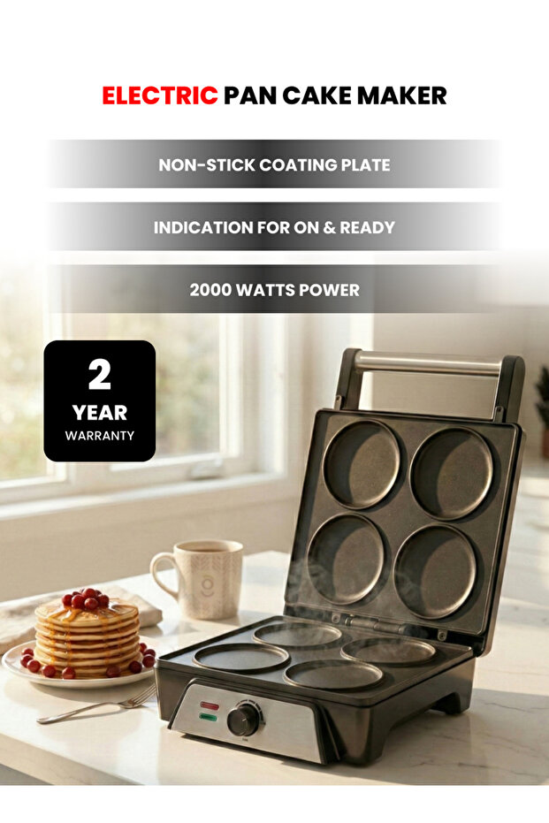 Electric Corn Pancake Maker 2000W | Non‑Stick Round Plate | Adjustable Temperature Control