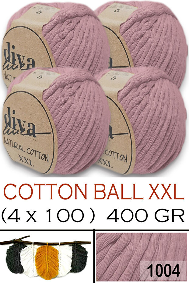 قطن طبيعي مقاس XXL - 4 مم قابل للتمدد مكرمية خيطًا - 1004 (عبوة من 4 قطع)