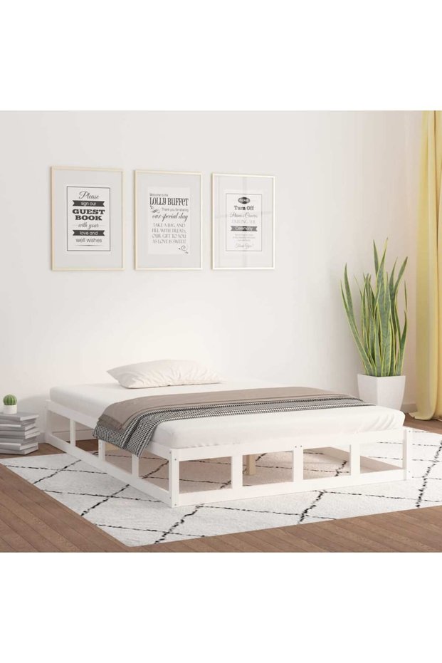 Bed frame, white, 160x200 cm, solid wood