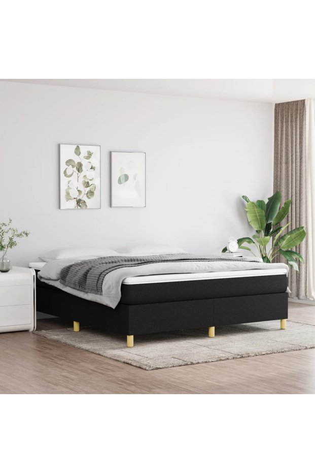 Box spring bed frame, black, 180x200 cm, textile