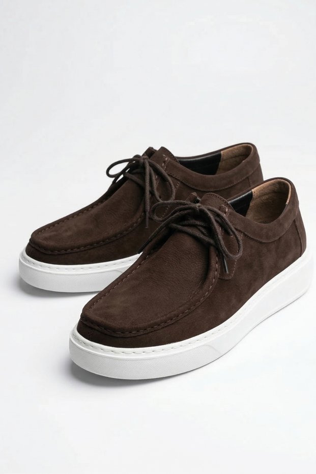 100% Genuine Nubuck & Leather Brown Ultra Lightweight Casual Men's Shoes Luass29Al0046