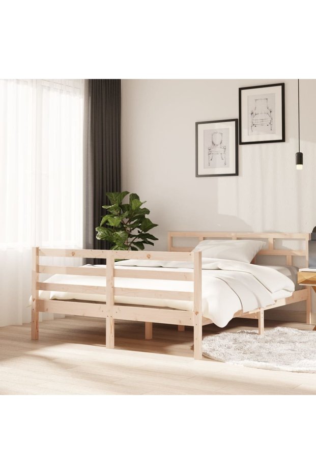 Bed frame, 140x190 cm, solid pine wood