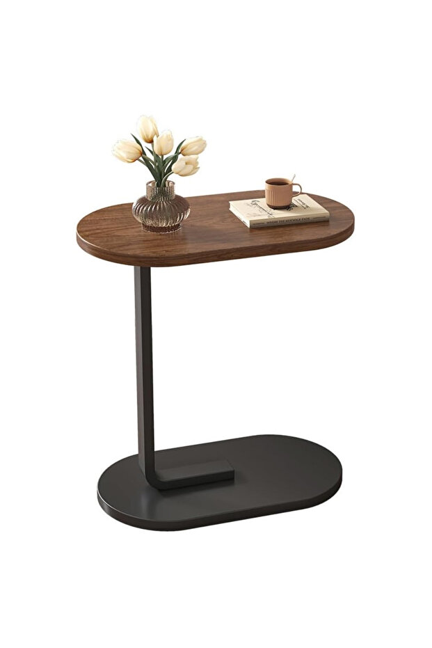 Coffee Table, C Shaped Movable Side Table, Space-Saving for Sofas and Bedrooms - 1