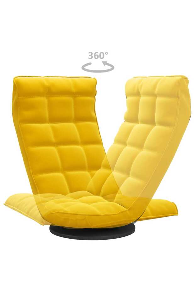 Scaun de podea pivotant, galben, catifea - 5