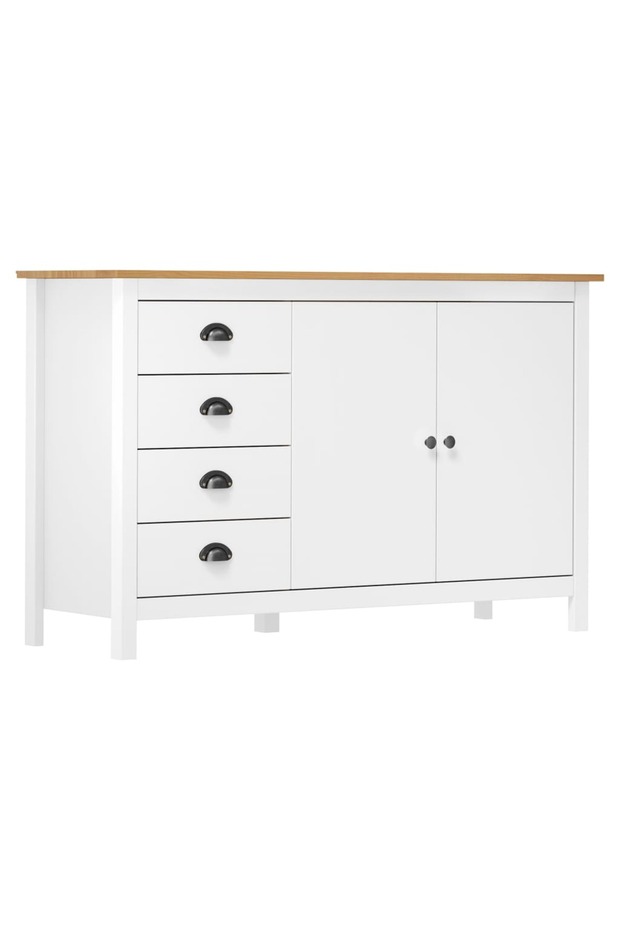 Hill Range sideboard, 130x40x80 cm, white, solid pine wood