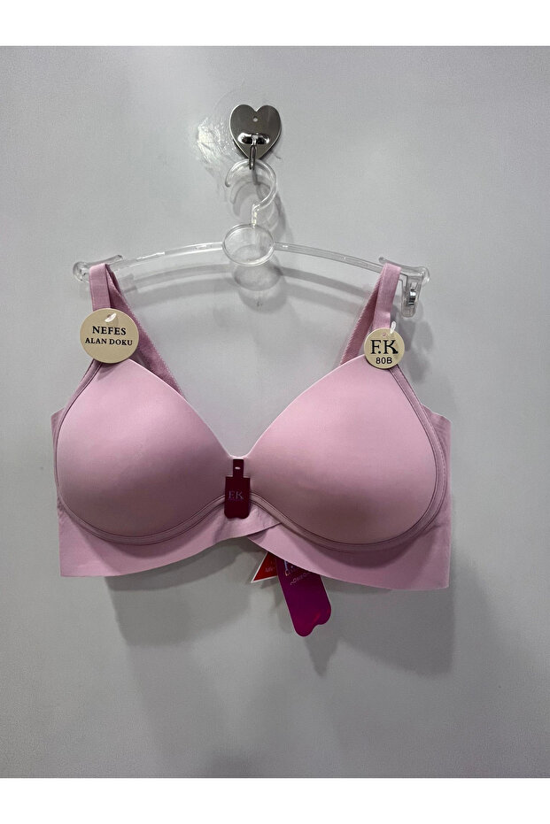 Fk Dolgusuz Breathable Fabric Laser Cut Bra-Pink