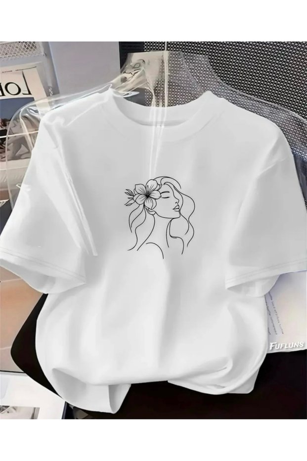 Flowering Women's Printed Unisex Women'S/Men's Oversize Crewneck T-Shirt