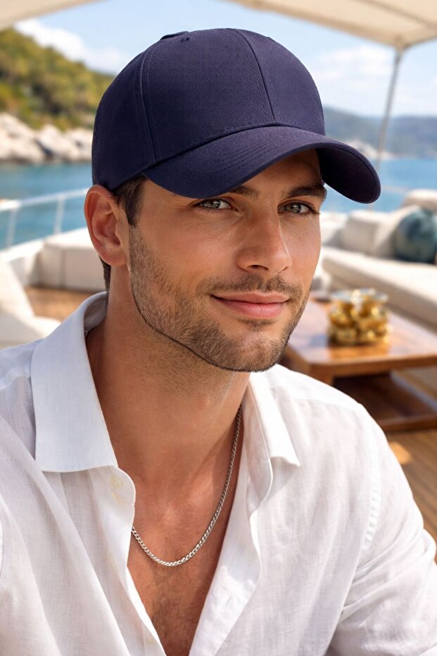 Navy Blue Gabardine Lux Cotton Piece Kep Men's Hat