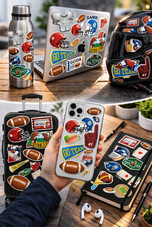 American Football Themed Sticker Set – Football, Helmet, Ball, Fan Designs | 22X30 cm