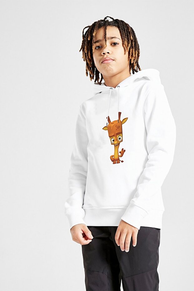 Pepper Zooba Battle Royale Printed Unisex Kids Hooded White Sweatshirt