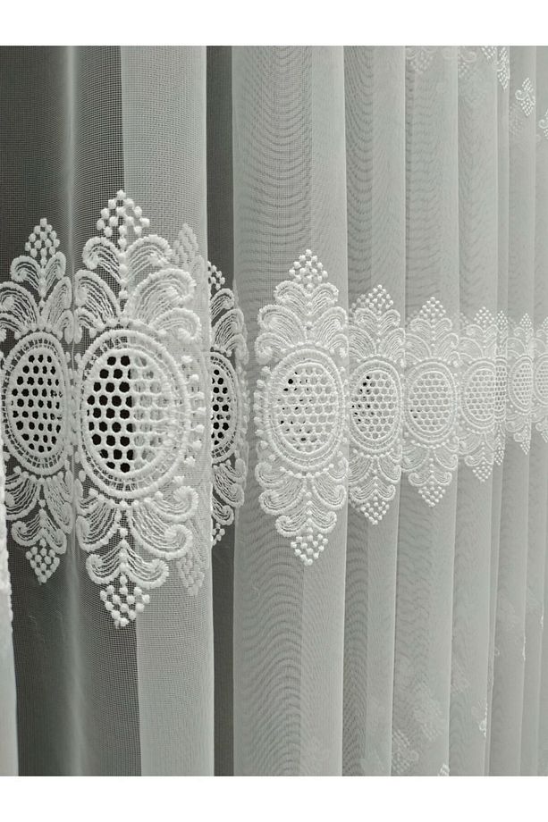 Borelli Desen Ağır İşlemeli Tok Tül Perde 1 x 3 Sık Pileli - 2