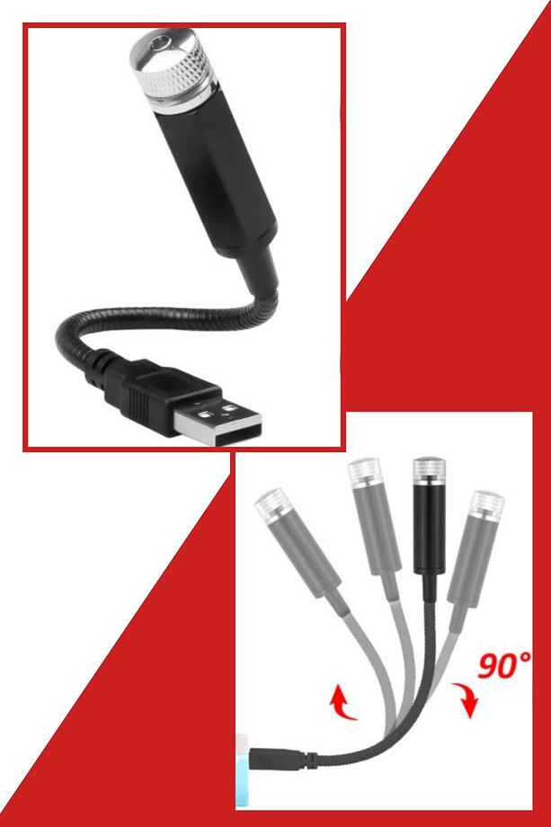 2 Adet Kırmızı Ayak Altı Tavan Led Araç Içi Aydınlatma Oto Disko Ayarlanır Usb Lamba Işık - 3