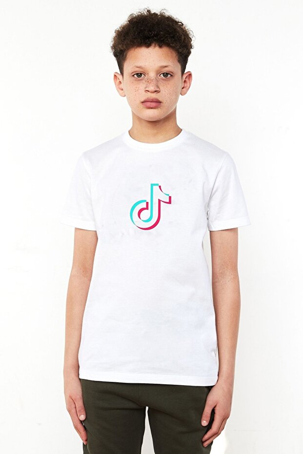 Unisex Kids White Printed T-Shirt