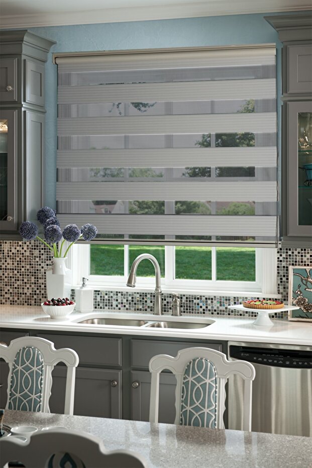 Pliseli Beyaz Zebra Stor Perde - 2