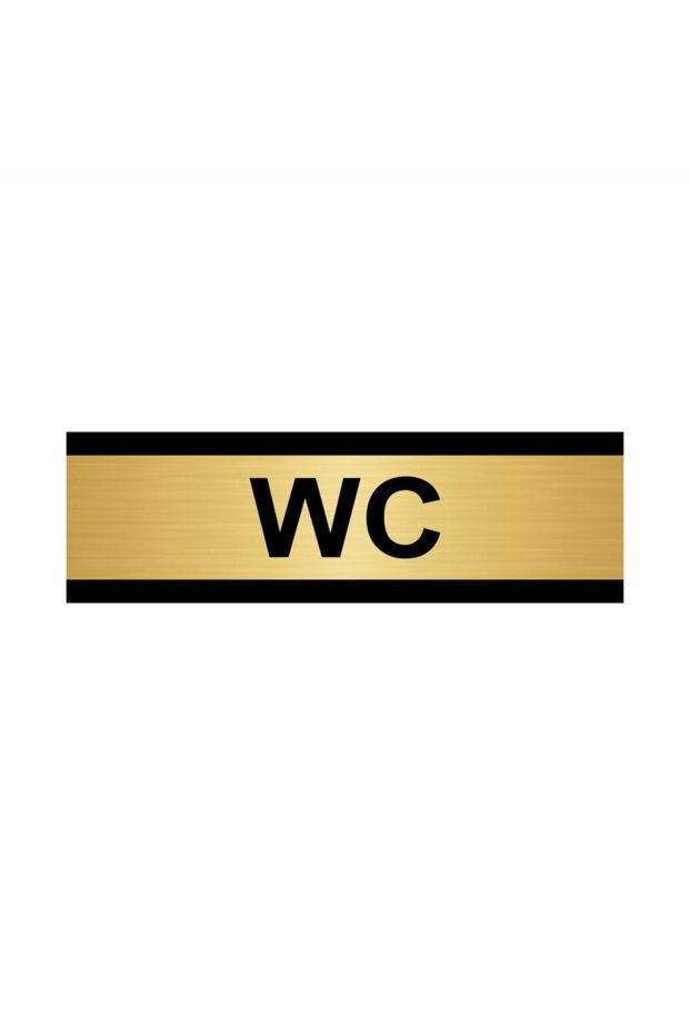 Wc 7x20 cm Gold Color Metal Directional Sign