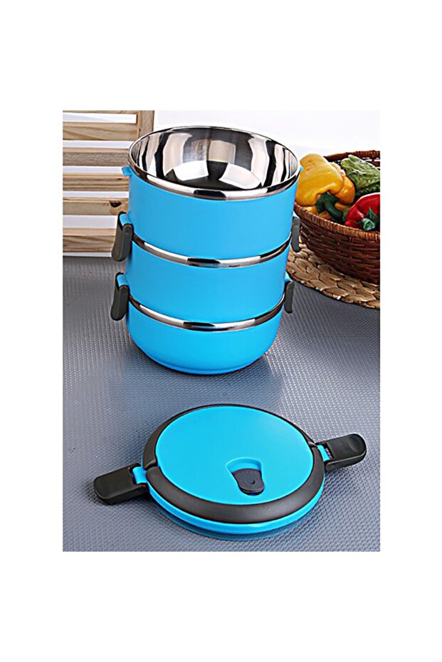 Freshbox Daily 3-Layer Leak-Proof Food Thermos Lunch Bowl 2.25 Lt Blue