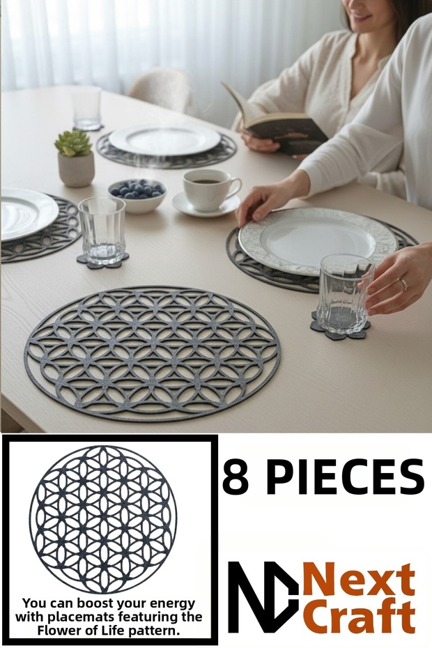 Supla Placemat Felt 34 cm Plate Pan Pot Mat Tableware Service Presentation Fireproof 8 Pieces