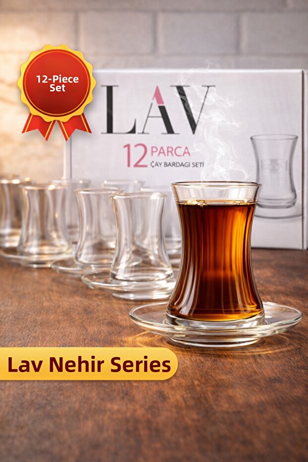 Lav Nehi̇r 12 Pieces of Thin-Walled Tea Cups