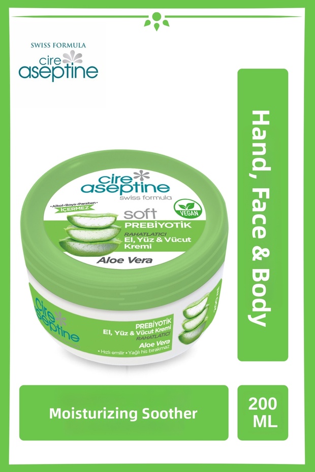 Cire Aceptine Soft Prebiotic Aloe Vera Hand, Face and Body Cream 200 ml