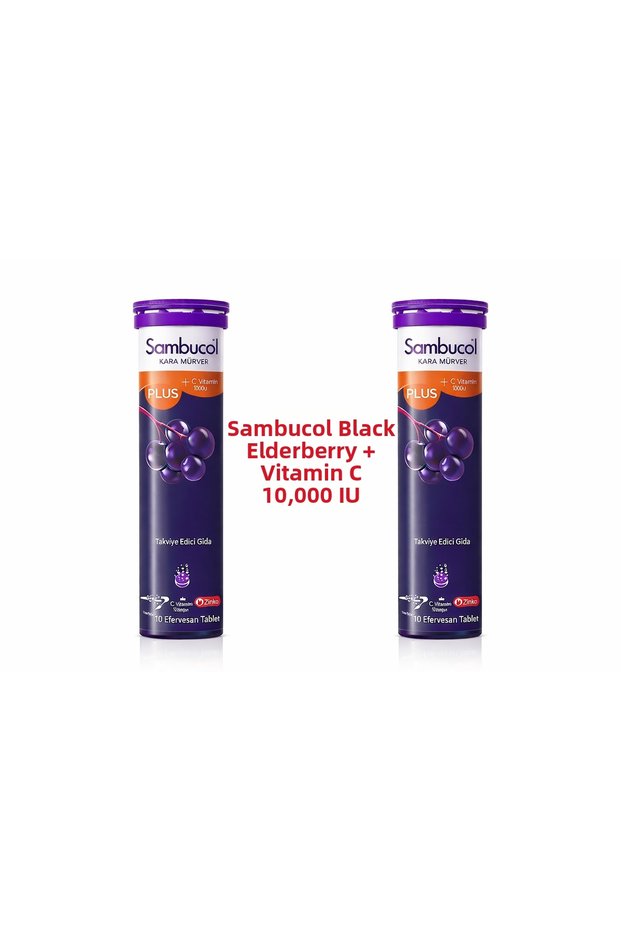Black Elderberry Plus 10 Effervescent Tablets Containing Vitamin C and Zinc 2 Pieces