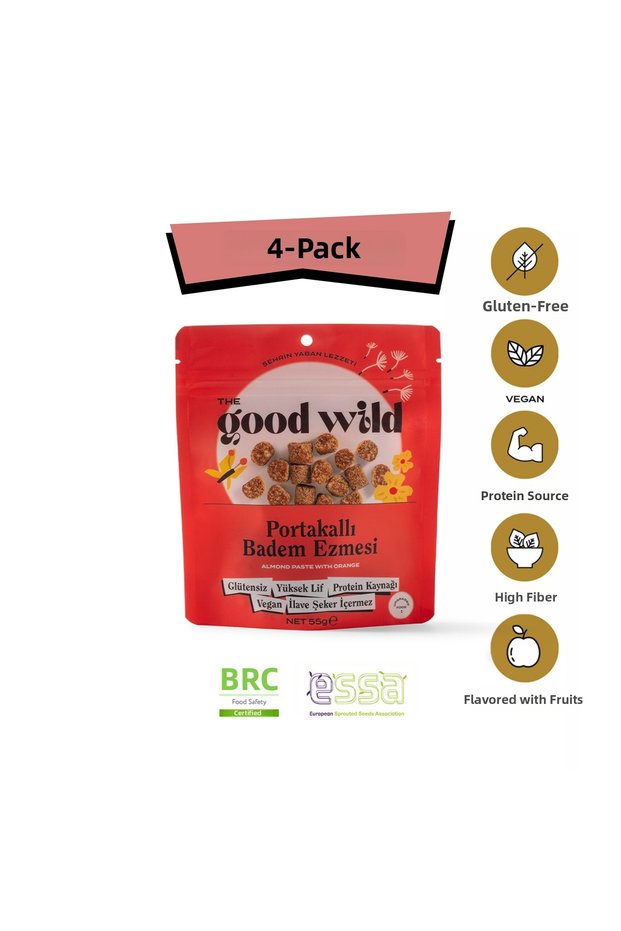 Orange Almond Paste | Gluten-Free Vegan Snack | No Added Sugar | Date Puree | 4X55 Gr
