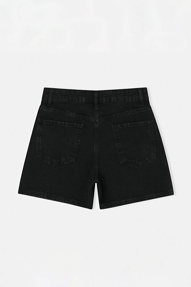 Siyah City Boy %100 Pamuk Yüksek Bel Denim Şort TWOSS26SR00170 - 6