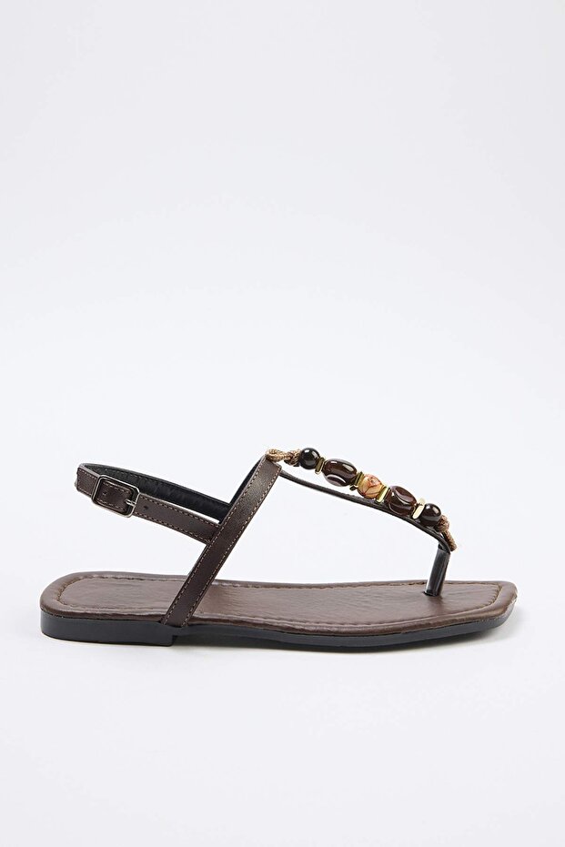 Koyu Kahverengi Kadın Sandalet TAKSS26SD00010 - 3