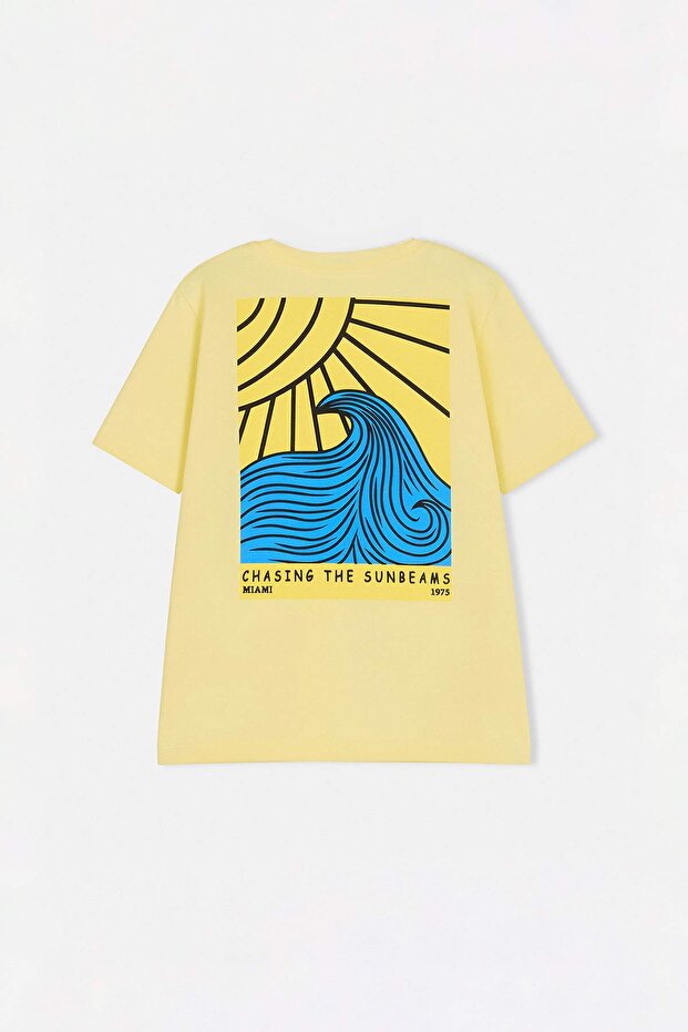 Sarı-Indigo 2'li Erkek Çocuk Baskılı Örme T-Shirt TKDSS26TS00050 - 13