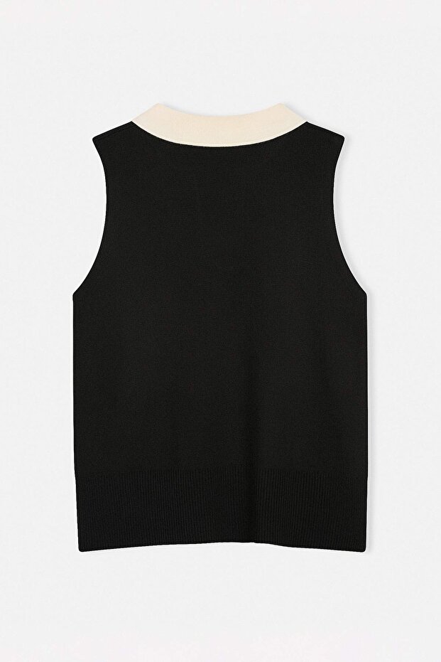 Siyah Polo Yaka İnce Yazlık Triko Bluz TBBSS26AF00036 - 6