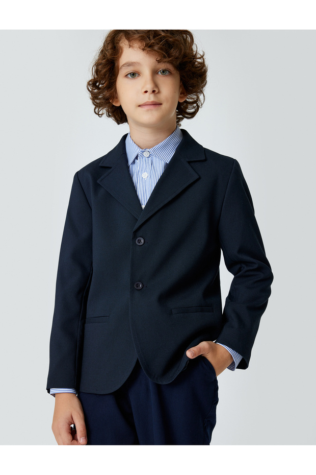 Classic Lapel Pocket Detail Long Sleeve Button down Blazer School Jacket