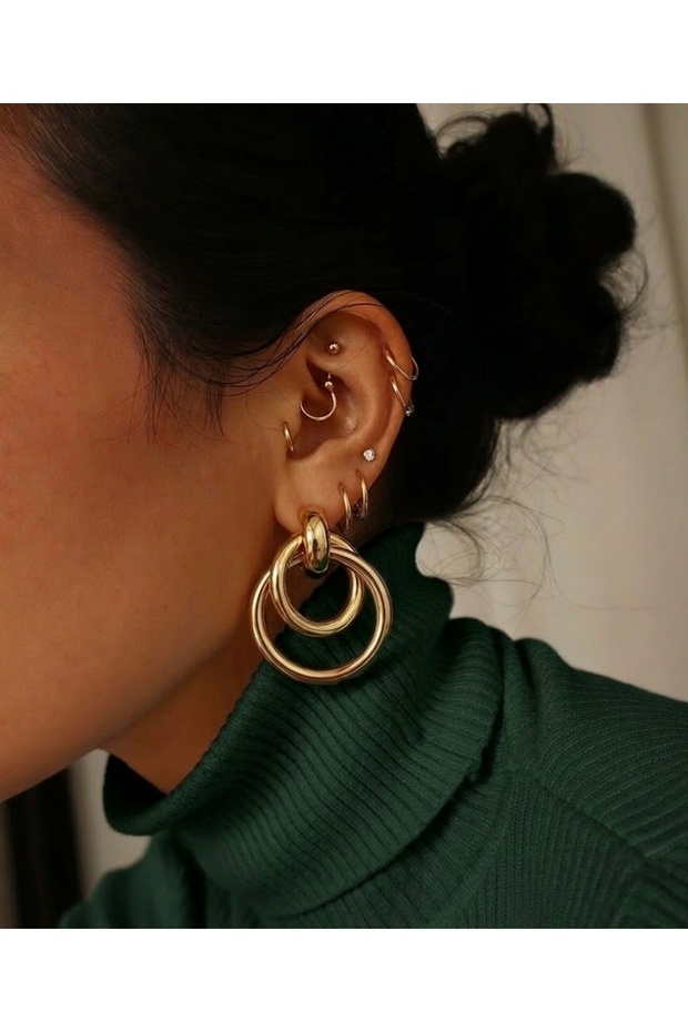 Gold Brand Earrings 4 cm