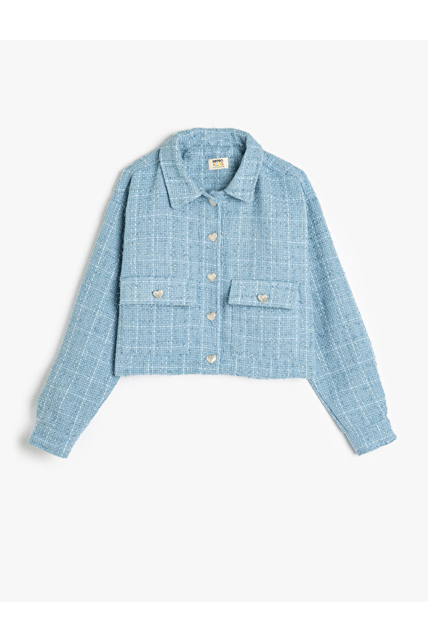 Tweed Jacket Long Sleeve Button Closure Pocket Detail