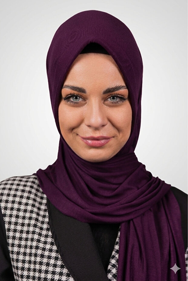 Practical Combed Cotton Shawl – Plum Color, Ready-To-Wear with Sponge on the Front, Suitable for All Seasons, Daily Use | Shal Paradise