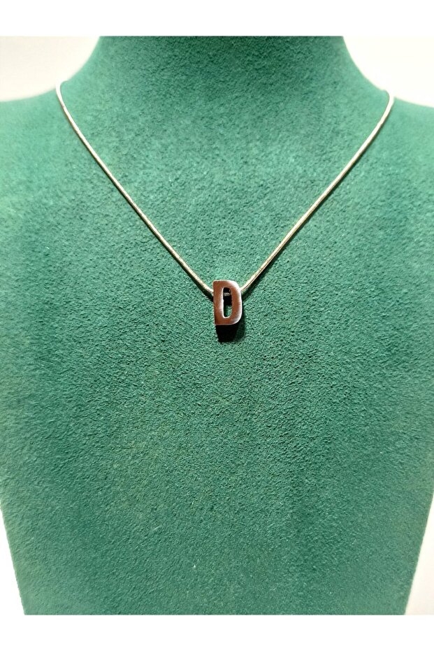 Silver Color Luxurious Figured Ornate'D' Letter Necklace