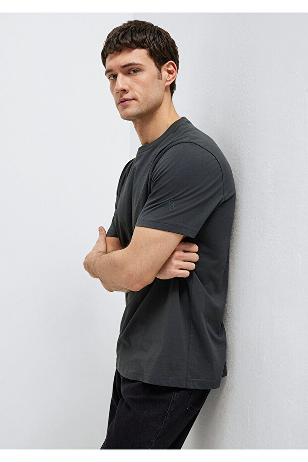 Antrasit Basic Tişört Regular Fit / Normal Kesim 0613477-70092 - 3