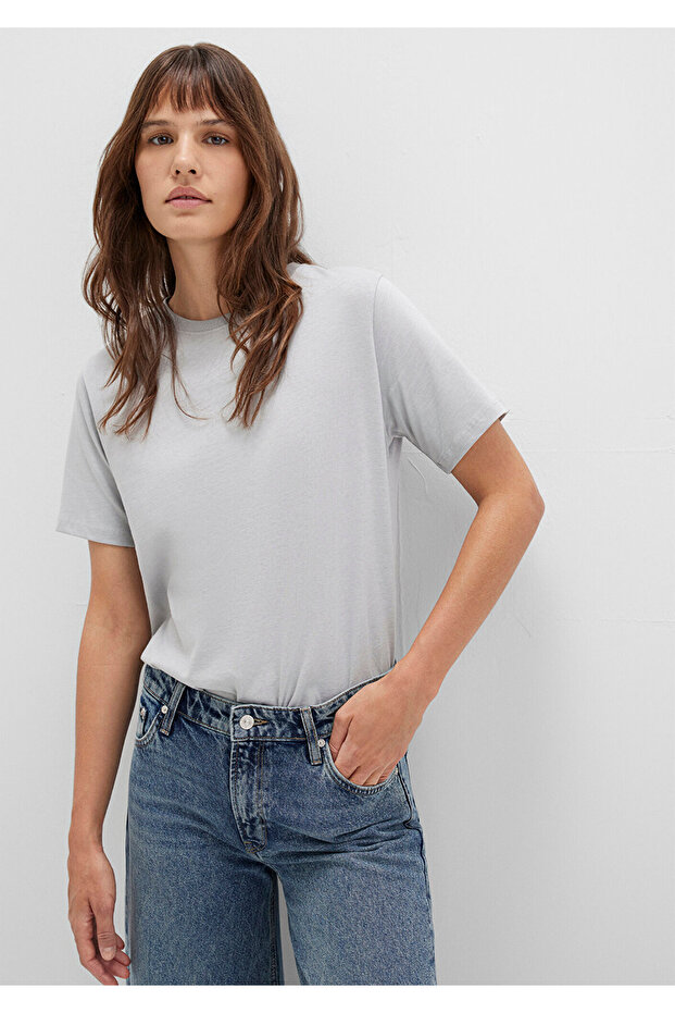 Graues Basic-T-Shirt mit normaler Passform / normaler Passform 1600965 -70075 - 3