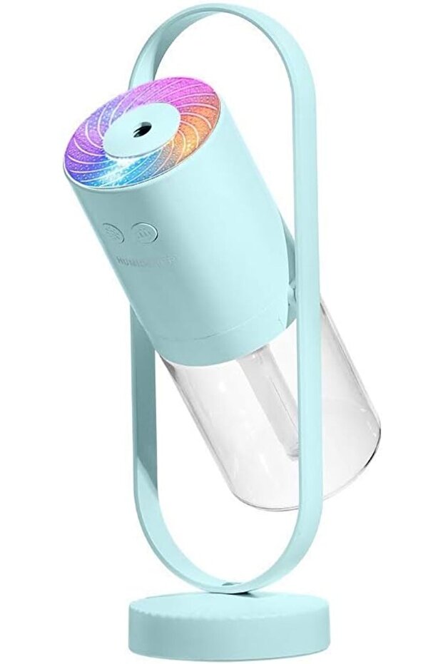 مرطب هواء صغير محمول مزود بإضاءة ليلية دوارة 360 درجة، مرطب هواء مكتبي يعمل بمنفذ USB برذاذ بارد