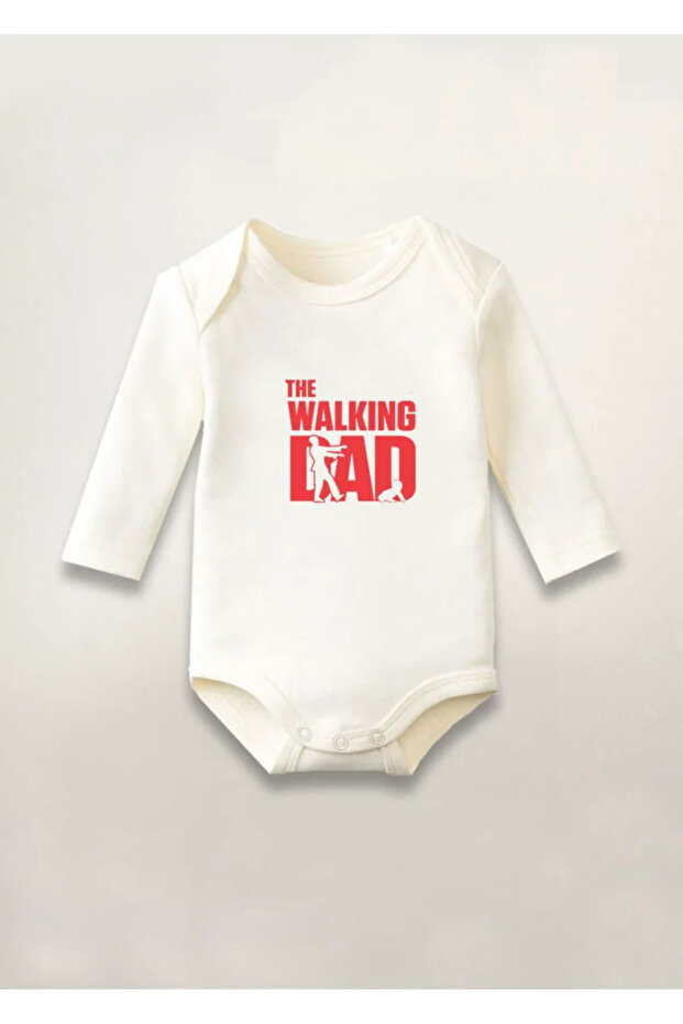 The Walking Dad Dad Printed Cotton Long Sleeve Snap Fastener Baby Bodysuit Undershirt Jumpsuit
