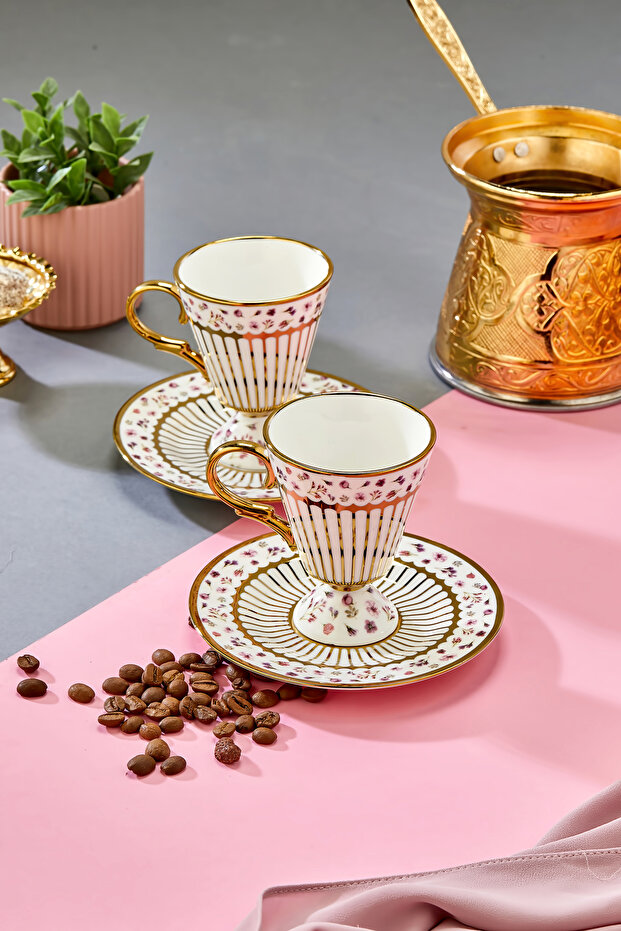 Nazenin 2-Person 90 ml Porcelain Coffee Cup Set Ckr3864