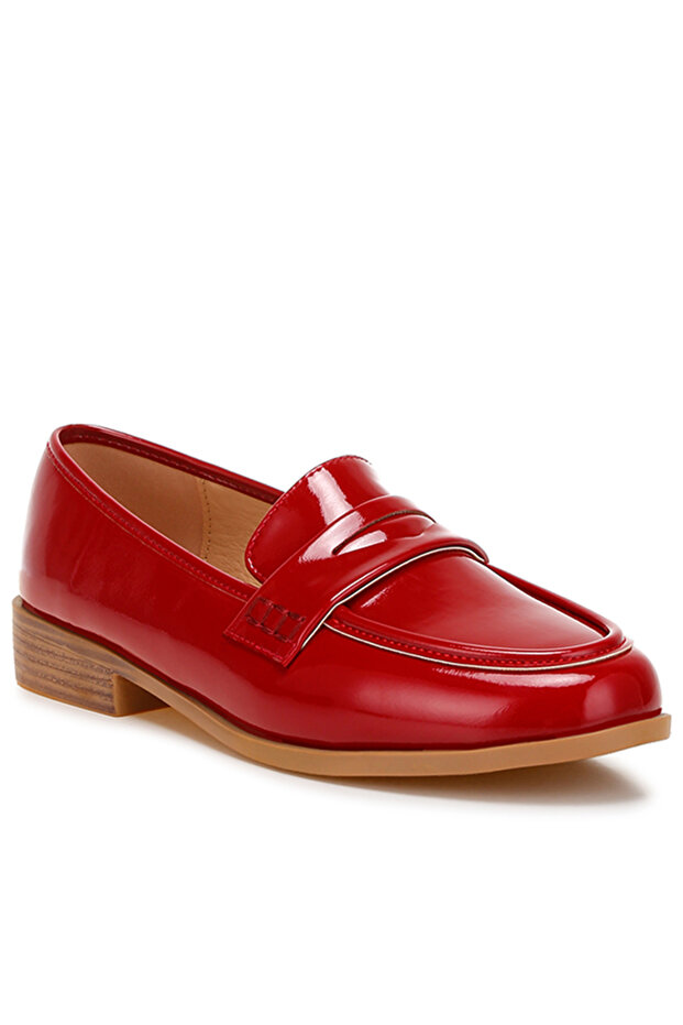 Women Penny Strap Detail Loafers in Red