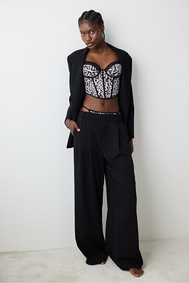 Leopardí černý korzet Bustier - 6