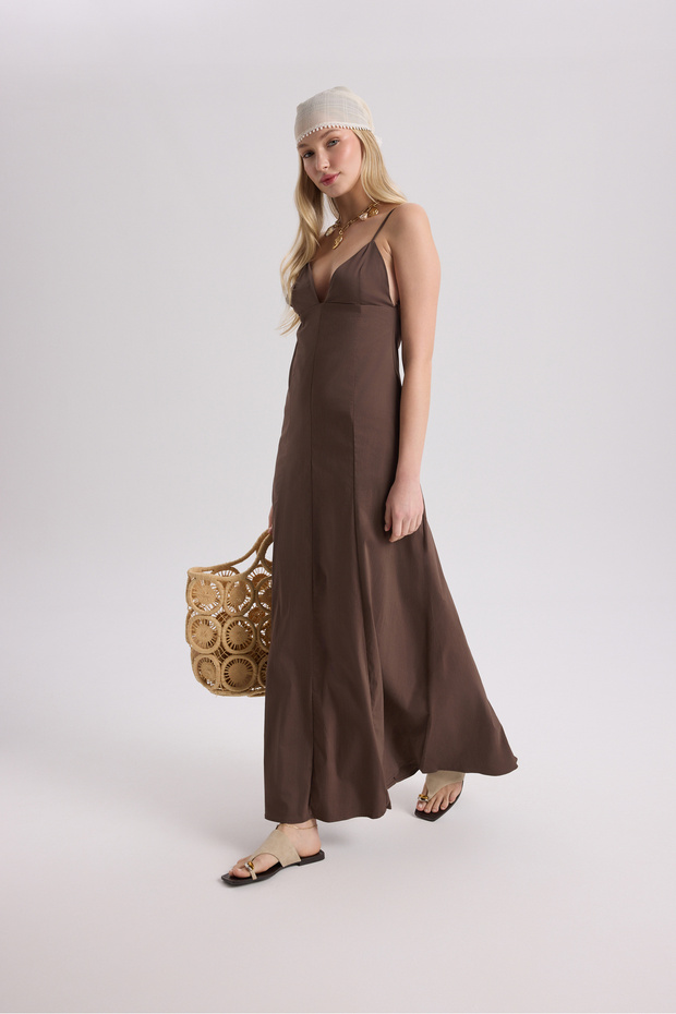 Onella Strappy Brown Long Dress