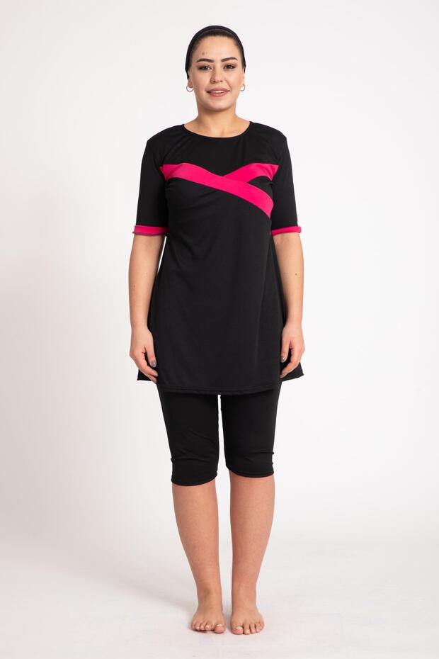 Women's 670 Plus Size Short Sleeve Tights Hijab Swimsuit
